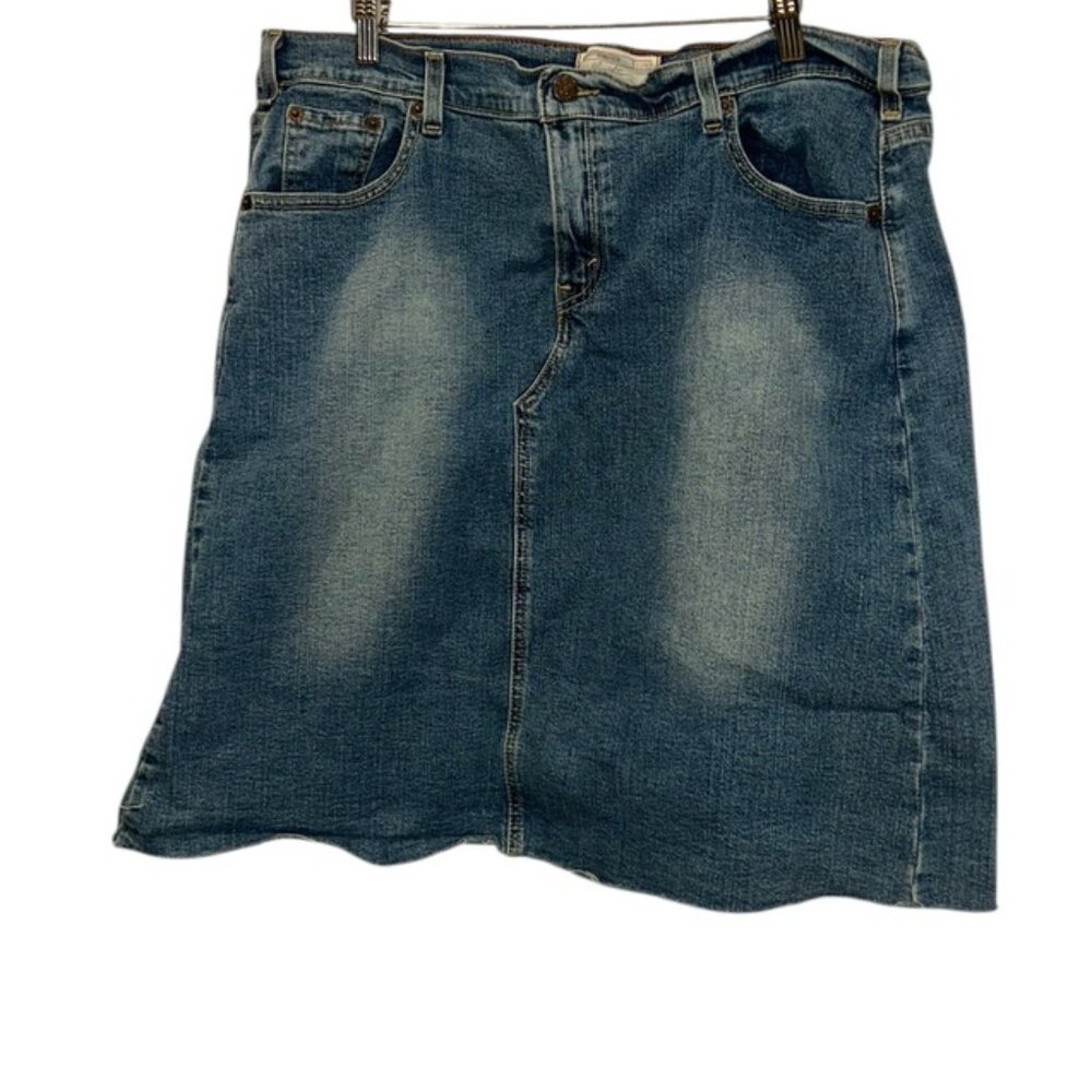 Levi Straus Signature medium wash denim cut off vintage skirt 16